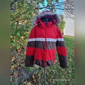 Core 5000mm Thermolite snowboarding coat (red, white and brown) nwot